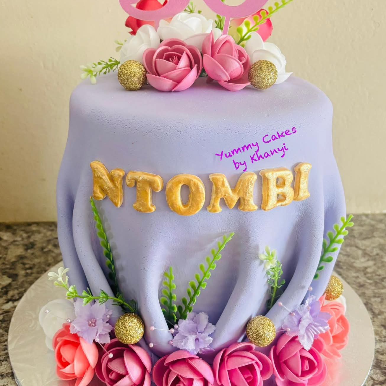 Vibrant coloured birthday cake