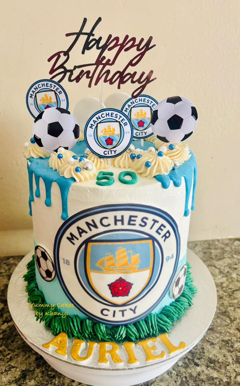 Golden brown birthday cake